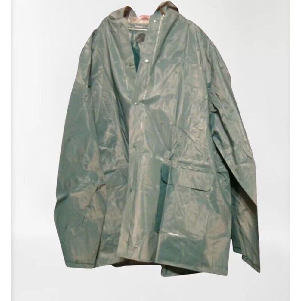 AVON GIFT COLLECTION PORTABLE VINYL RAIN JACKET,‎   1993 M/Lg GREEN